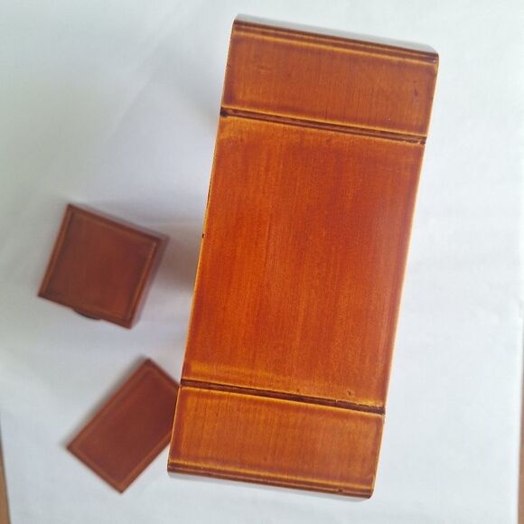 Vintage Japanese Hida Shunkei Lacquer Wooden Tobacco Bon Tray With Handle - Picture 3 of 10